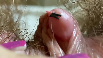 Giantess with hairy body indulges in extreme closeup masturbation and oral sex